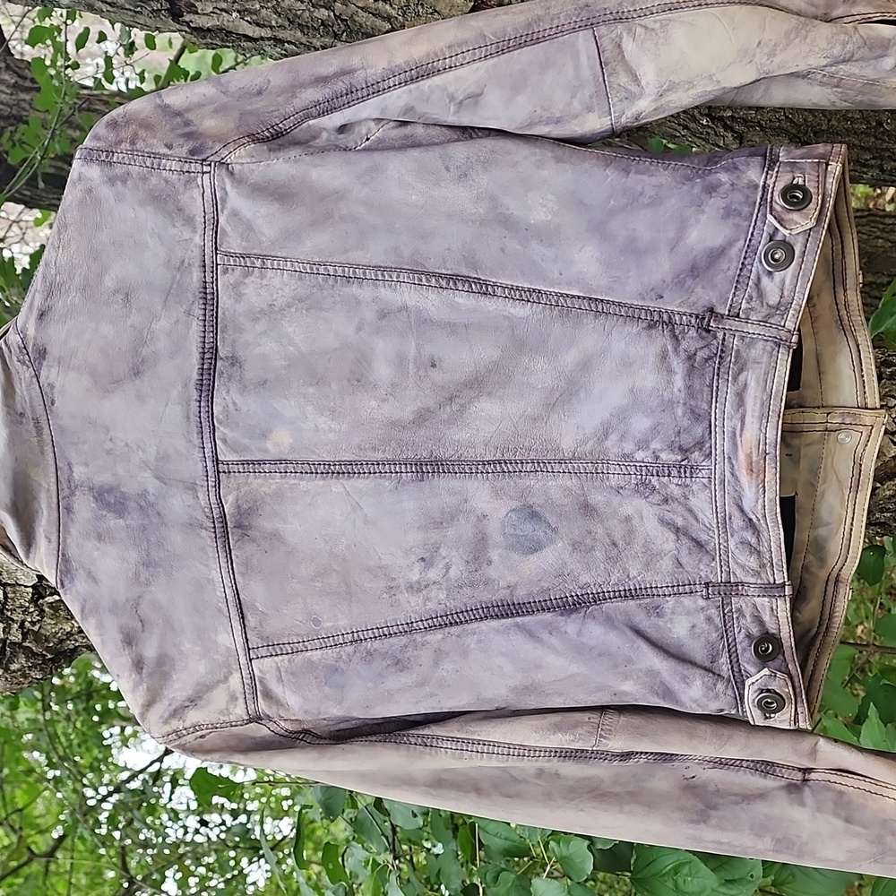 Muubaa Blue Denim Leather Jacket. Size: 4 - Picture 5 of 10